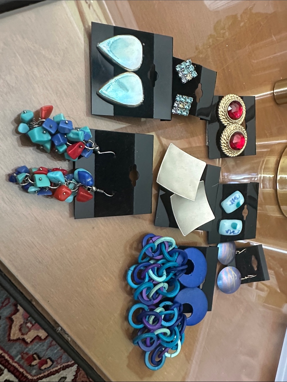 Multi-Color Women’s Statement Earrings - Blue, Teal & Red